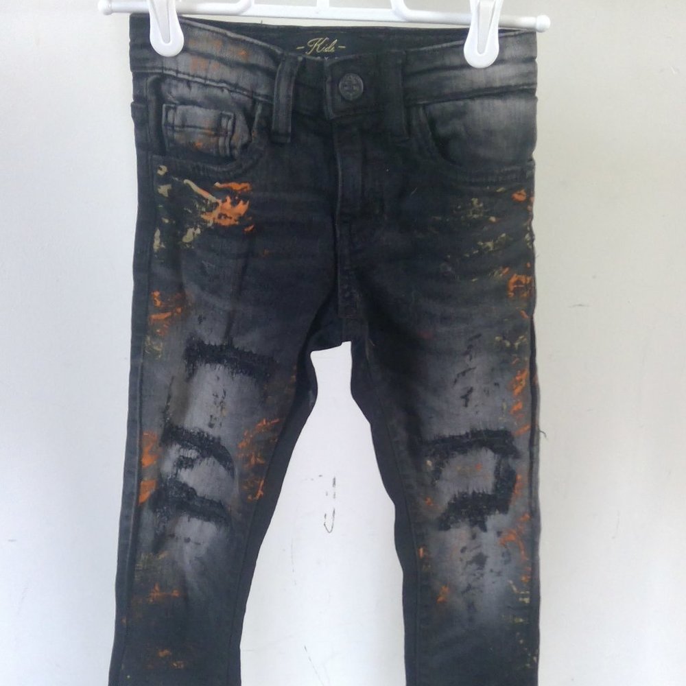 Boys black and orange jeans